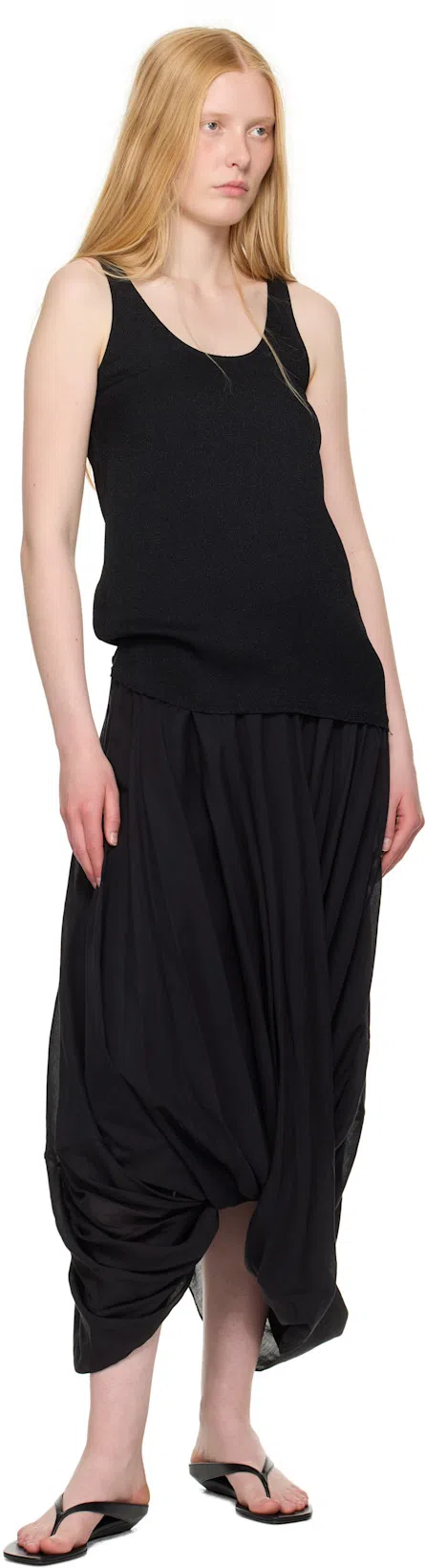 TOTÊME Rib Knit Cotton Tank Top In Black