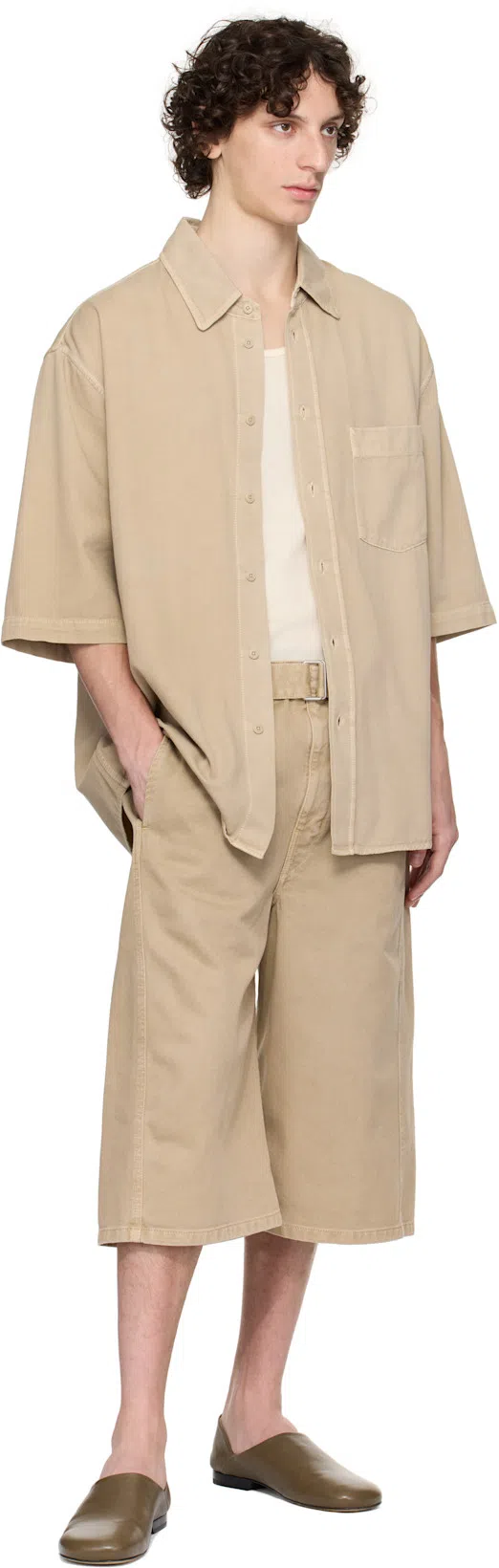 LEMAIRE Bermuda In Denim Beige  Uomo