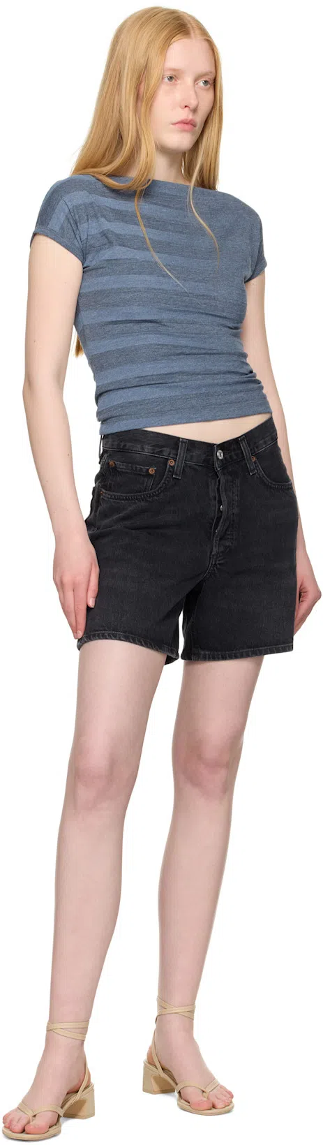 AGOLDE Denim Shorts With Belt Loops In Black