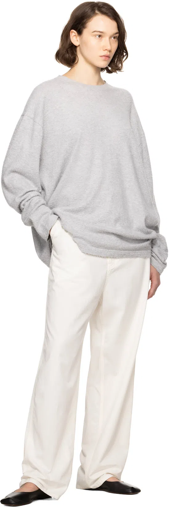 THE ROW Stella Nappa Leather Ballerinas In Black