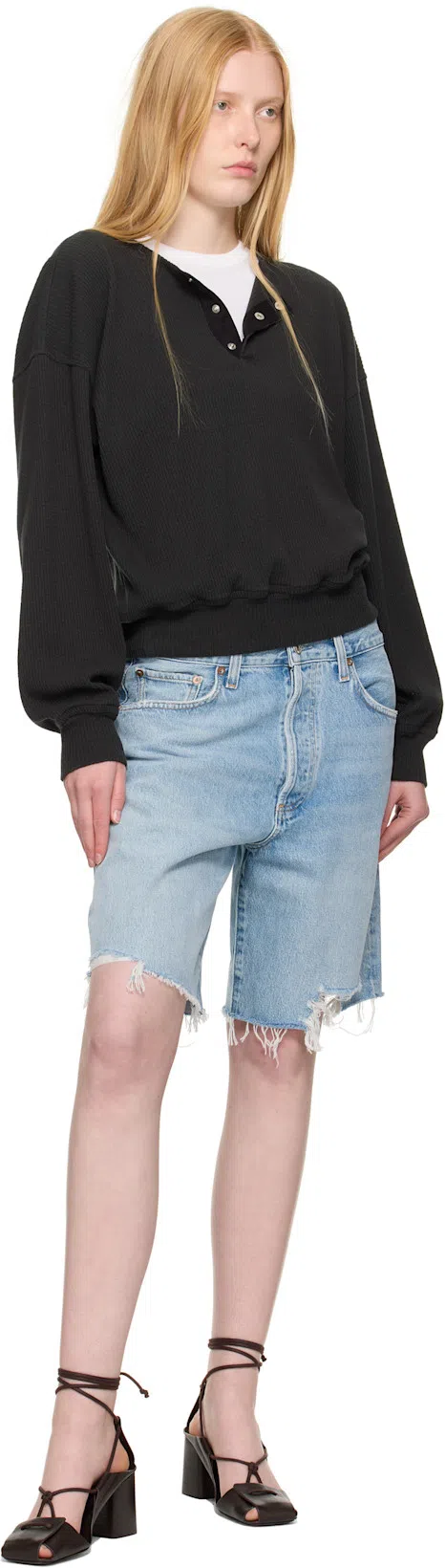 AGOLDE Denim Shorts With Belt Loops In Blue