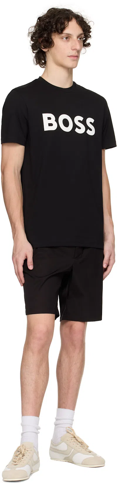 HUGO BOSS Boss Tiburt 354 Logo Print T Shirt In Nero