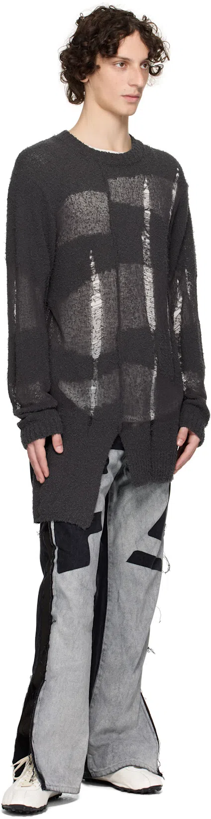 YOHJI YAMAMOTO Gray 5g Randome Damage Processed Sweater In 1 Charcoal