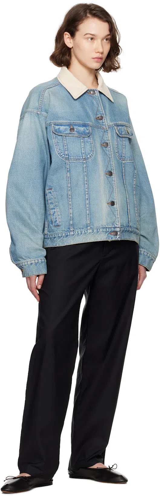 THE ROW 10mm Hereditas Leather Ballerina Flats In Black