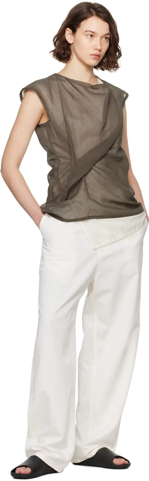 THE ROW Sharka Straight-leg Cotton-blend Trousers In White