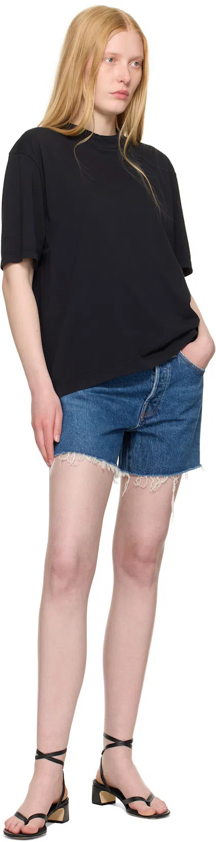 AGOLDE Denim Shorts With Belt Loops In Blue