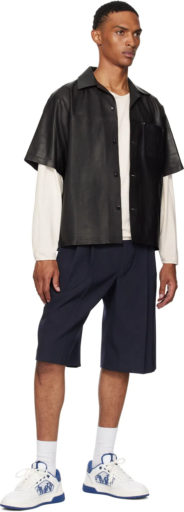 AMIRI White And Blue Low Top Sneakers With Contrasting Logo Lettering In Cotton Man In White Blue