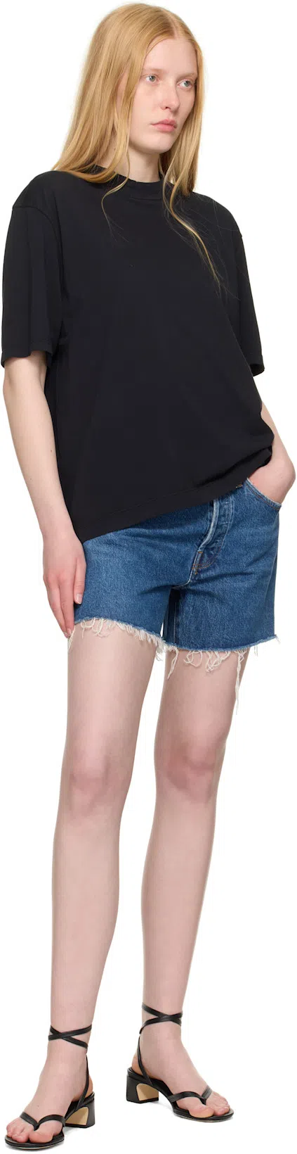 AGOLDE Denim Shorts With Belt Loops In Blue