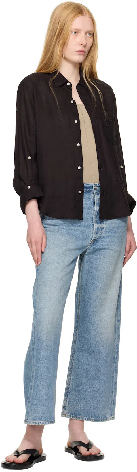 CITIZEN OF HUMANITY Kayla Shrunken Shirt In Chocolate In Brown