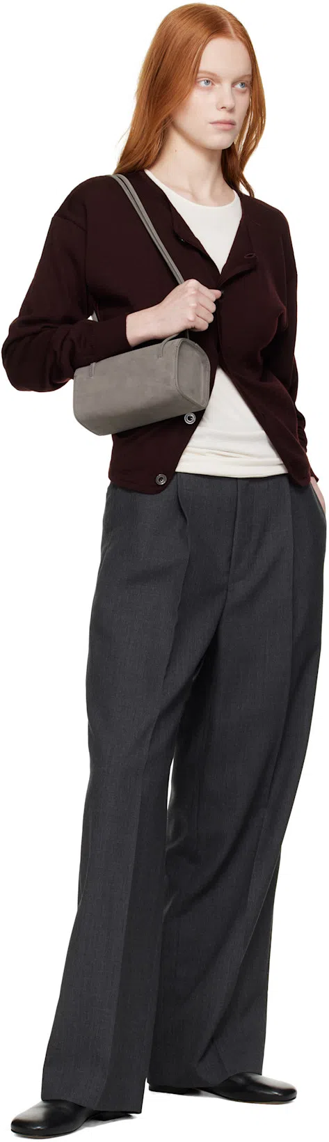 AURALEE Gray Wool Kid Mohair Hop Sack One-tuck Trousers In Top Charcoal