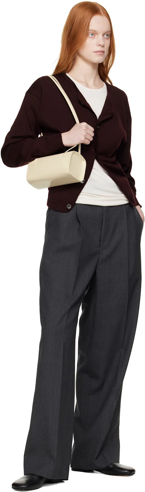 AURALEE Gray Wool Kid Mohair Hop Sack One-tuck Trousers In Top Charcoal