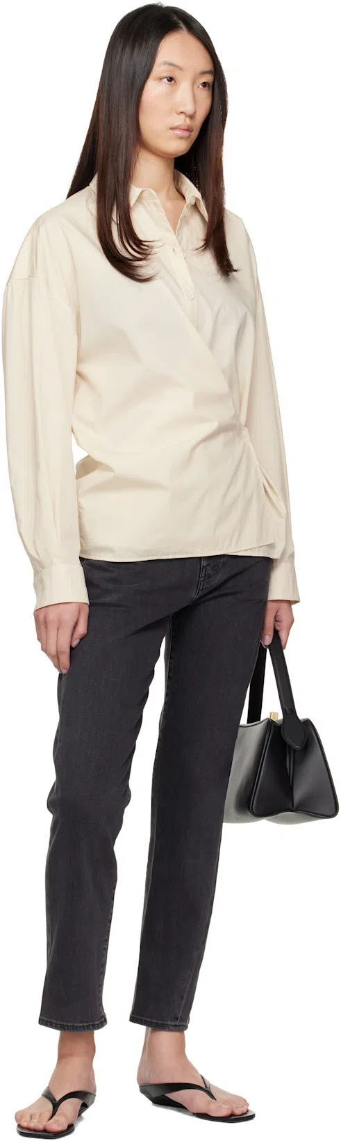 LOULOU DE SAISON Black Coda Nappa Leather Sandals