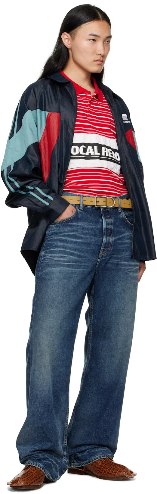 MARTINE ROSE Shirt-style Track Jacket In Blue