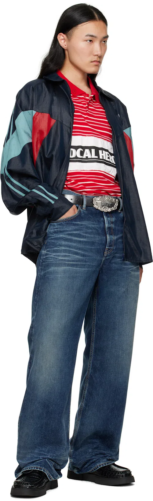 MARTINE ROSE Shirt-style Track Jacket In Blue