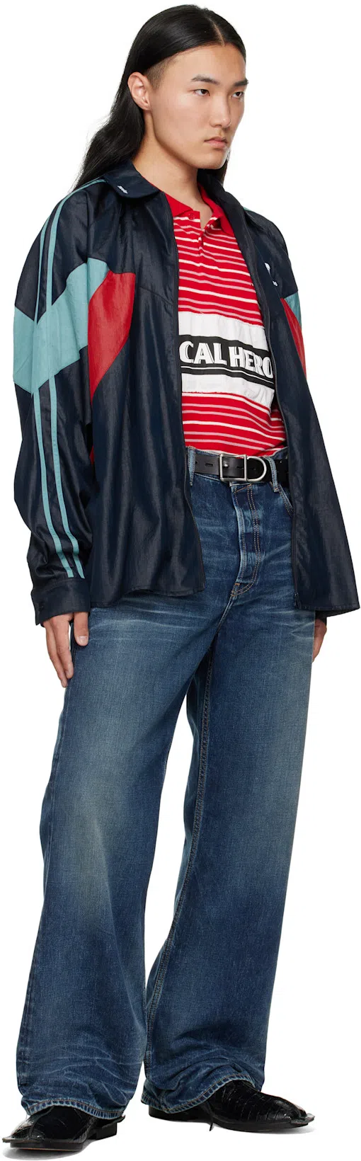 MARTINE ROSE Shirt-style Track Jacket In Blue