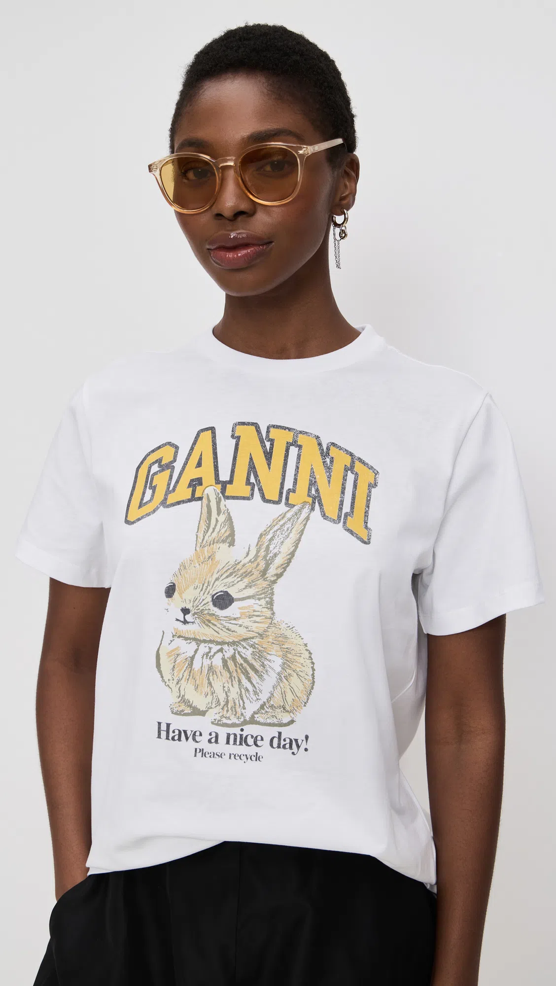 GANNI Basic Jersey Baby Bun Relaxed T-shirt In Bright White