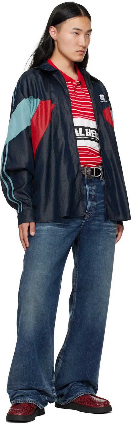 MARTINE ROSE Shirt-style Track Jacket In Blue