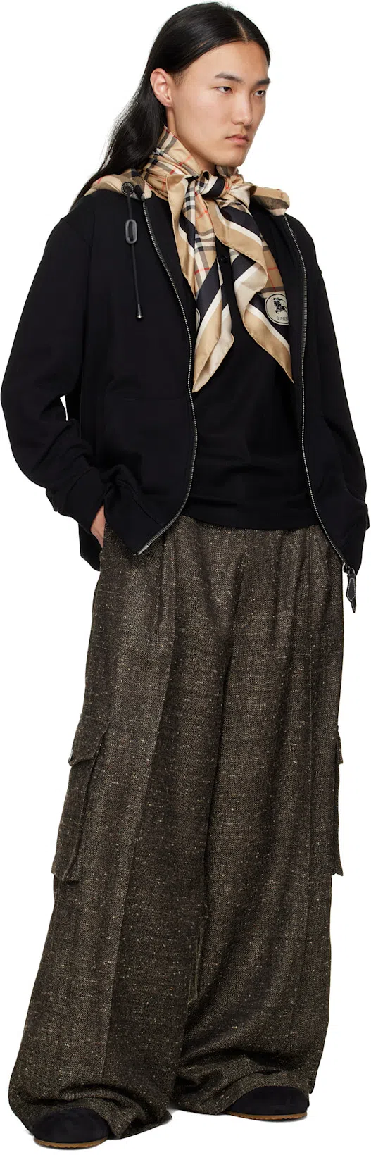 BURBERRY Slim Fit Check Collar Cotton Polo Shirt Clothing In Blue