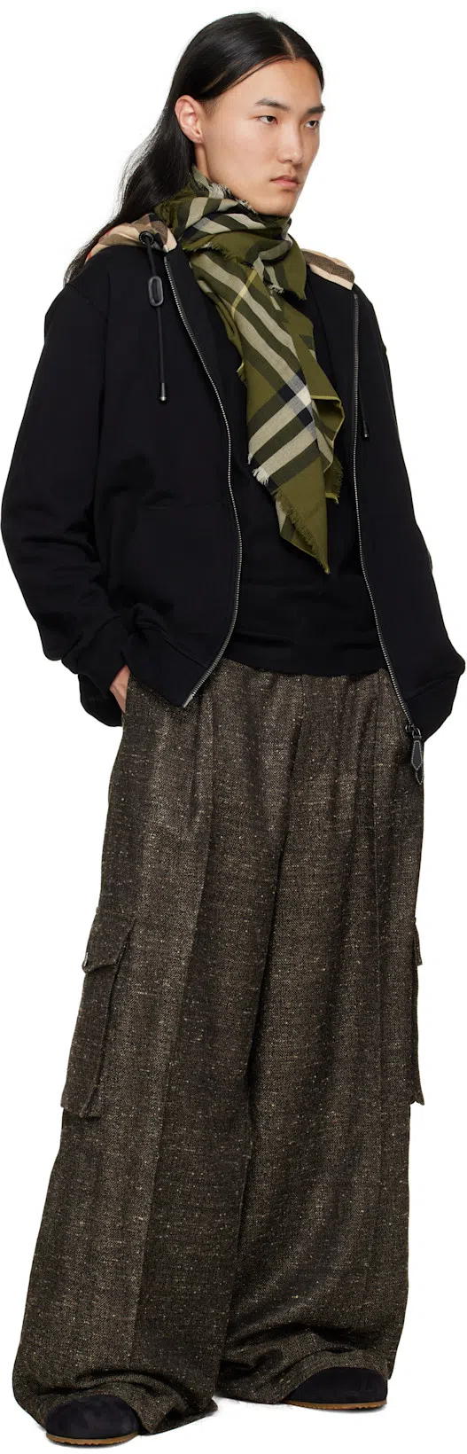 BURBERRY Slim Fit Check Collar Cotton Polo Shirt Clothing In Blue