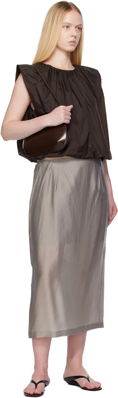 LOULOU DE SAISON Black Coda Nappa Leather Sandals