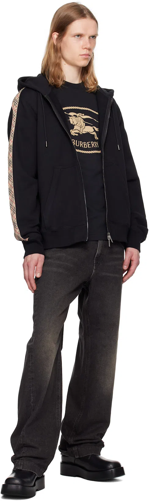 BURBERRY Knight Stamp Cotton T-shirt In Black