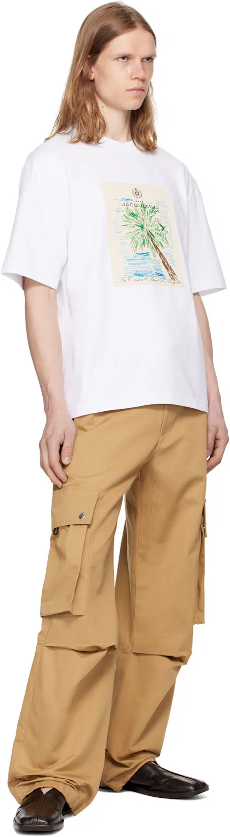 JACQUEMUS 'le T-shirt Marino' White Crewneck T-shirt With Maxi Print On The Front