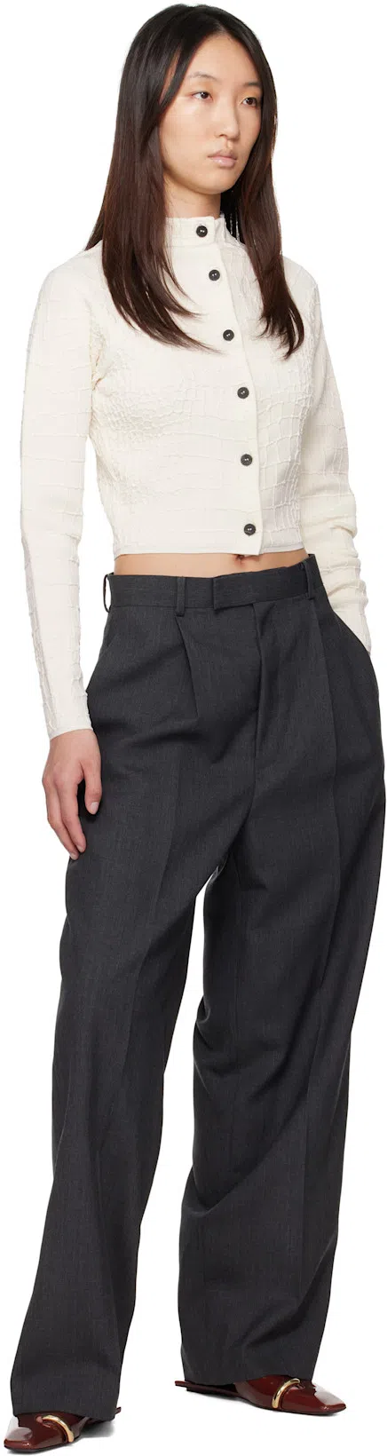 JACQUEMUS Scala High-neck Cropped Cardigan In Neutral