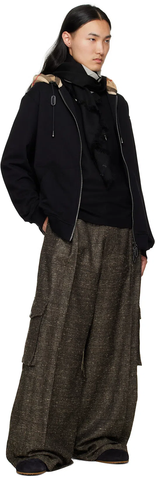 BURBERRY Slim Fit Check Collar Cotton Polo Shirt Clothing In Blue