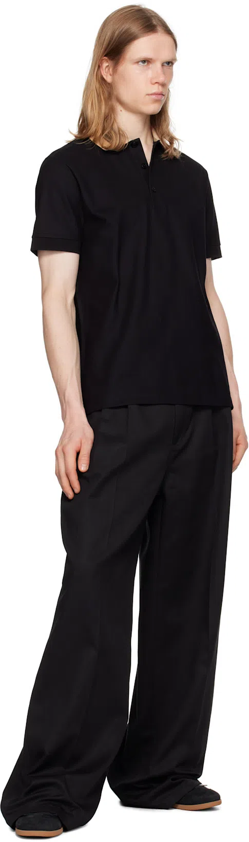 BURBERRY Slim Fit Check Collar Cotton Polo Shirt Clothing In Blue