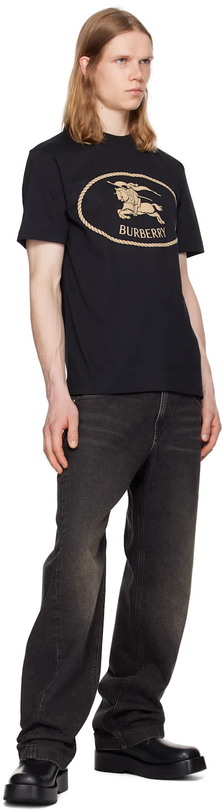 BURBERRY Knight Stamp Cotton T-shirt In Black