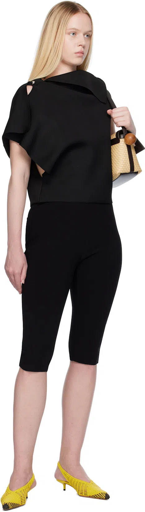 JACQUEMUS Woven Slingback Shoes With Pointed Toe In Yellow