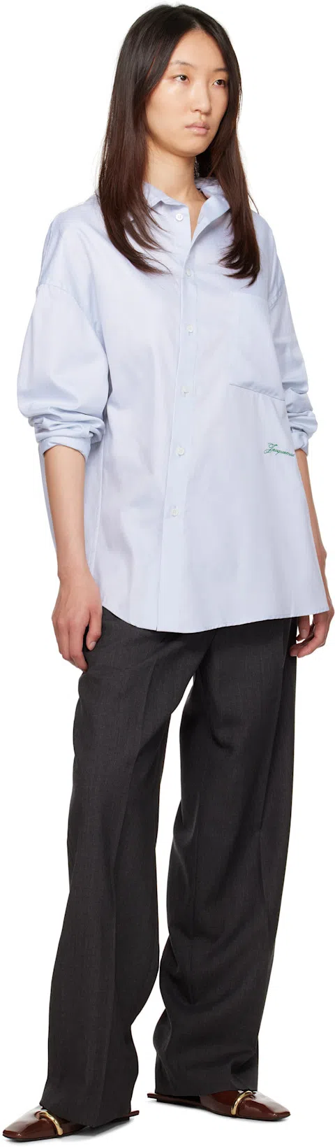 AURALEE Gray Wool Kid Mohair Hop Sack One-tuck Trousers In Top Charcoal