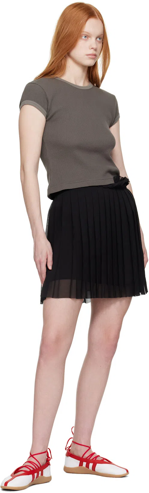 ADIDAS ORIGINALS Taekwondo Mei Leather Ballerina Shoes Contrast Trim In Red