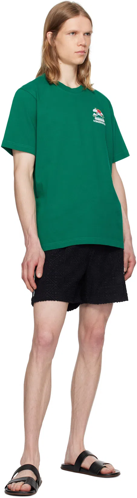 CASABLANCA Montagne Ondulee Crewneck T-shirt In Green