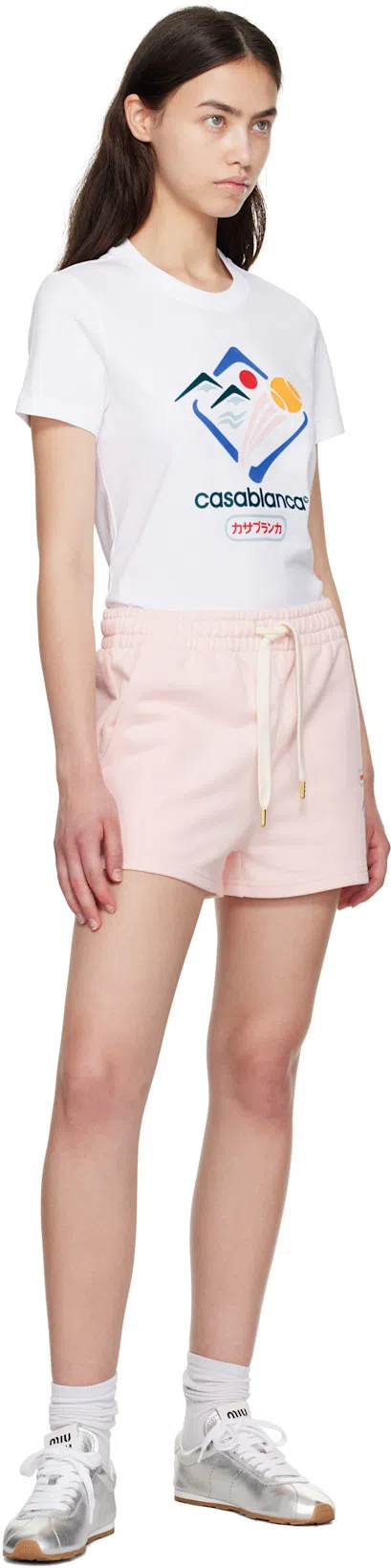 CASABLANCA Mountain Sports Cropped T-shirt In White