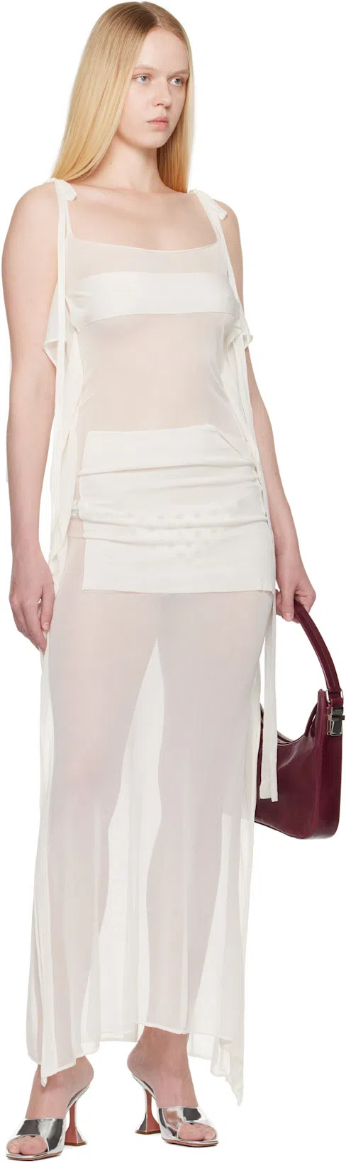 AMINA MUADDI Ssense Exclusive Silver Lupita Slipper 95 Heeled Sandals