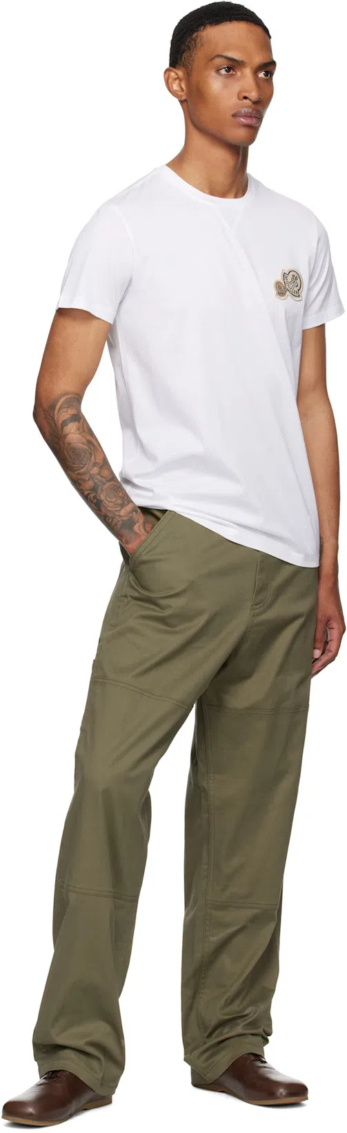 MONCLER Double Logo Patch Cotton T-shirt In White