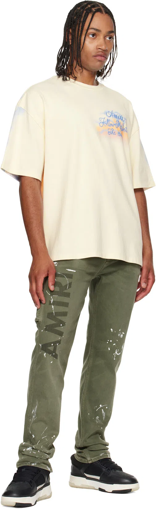 AMIRI Low Top Sneakers Contrast Sole Design In Black