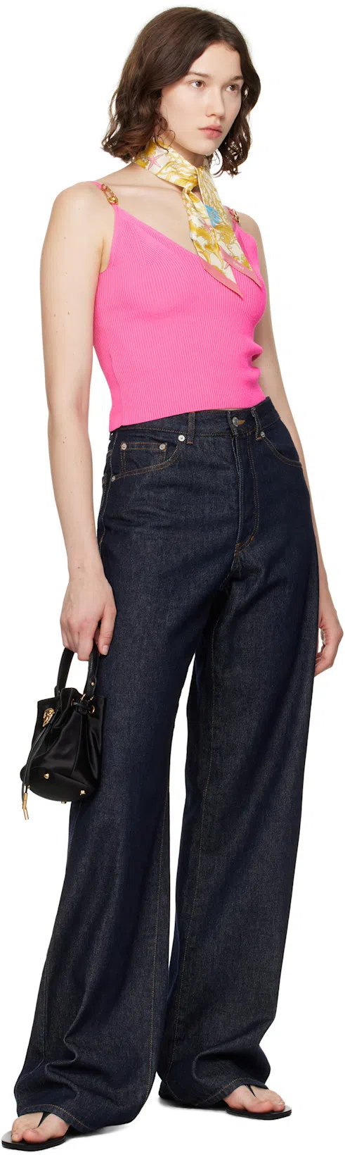 LOULOU DE SAISON Black Coda Nappa Leather Sandals