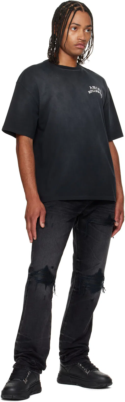 AMIRI Pacific Bones Black Sneakers With Contrasting Side Patches And Logo Patch On The Tongue In Leather M