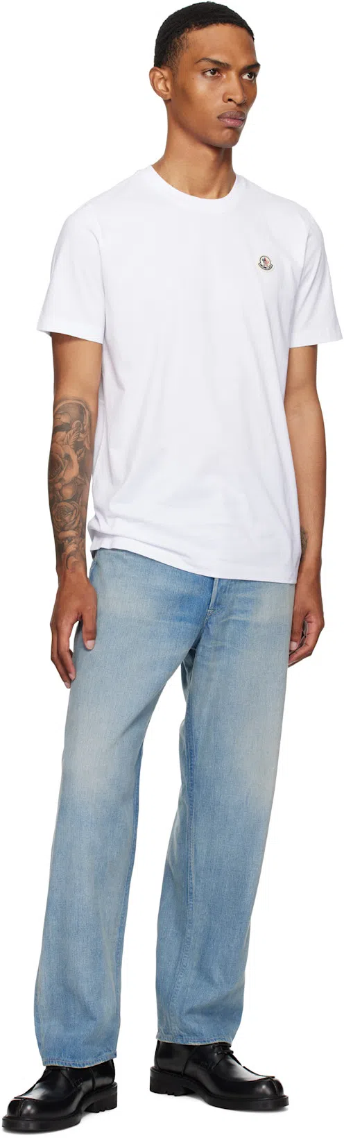 MONCLER Men Cotton Pack Of Three Logo Patch T-shirts In White