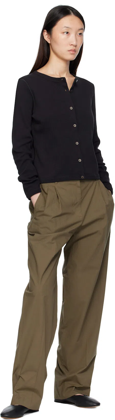 THE ROW Stella Nappa Leather Ballerinas In Black