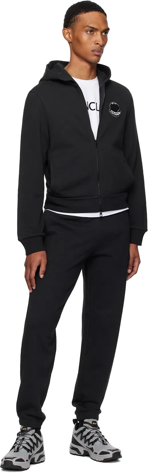 MONCLER Mens White Flocked-logo Badge Short-sleeve Cotton-jersey T-shirt