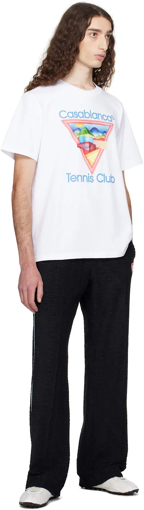 CASABLANCA Black Pants With All-over Embossed Monogram And Drawstring Waist