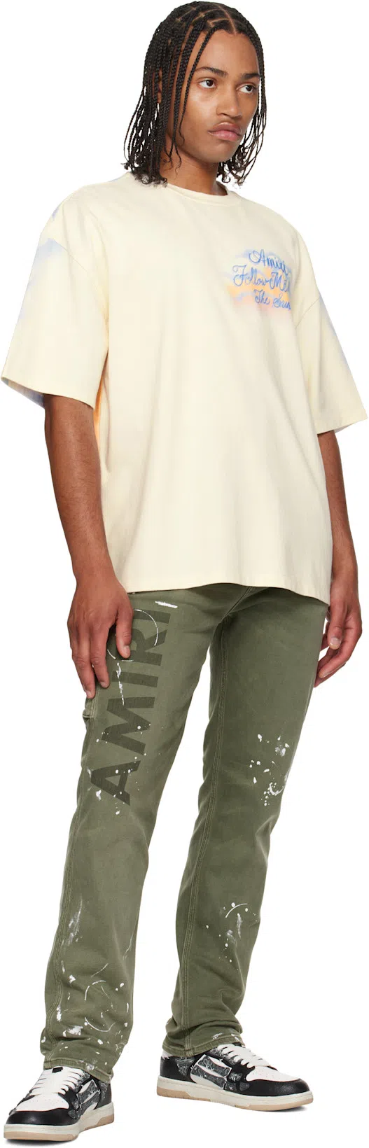 AMIRI All-over Bandana Motif Leather Sneakers In Black