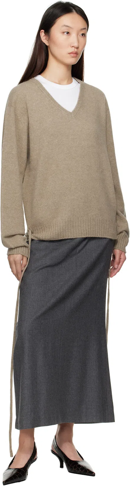 TOTÊME Toteme Classic Croc-embossed Leather Slingback Pump In Brown