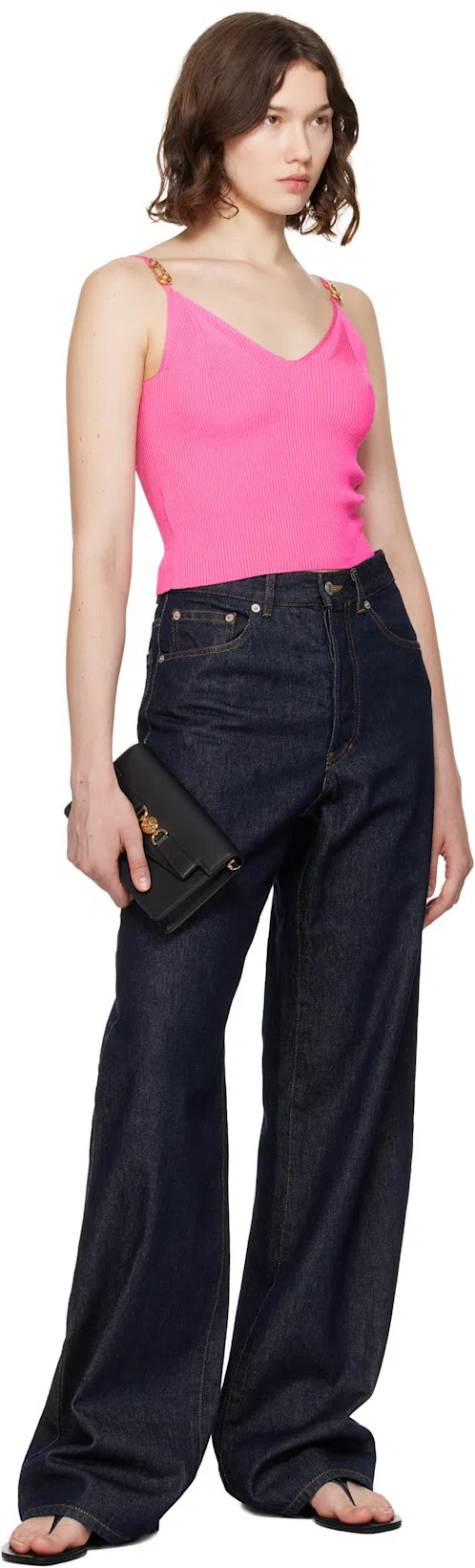 LOULOU DE SAISON Black Coda Nappa Leather Sandals