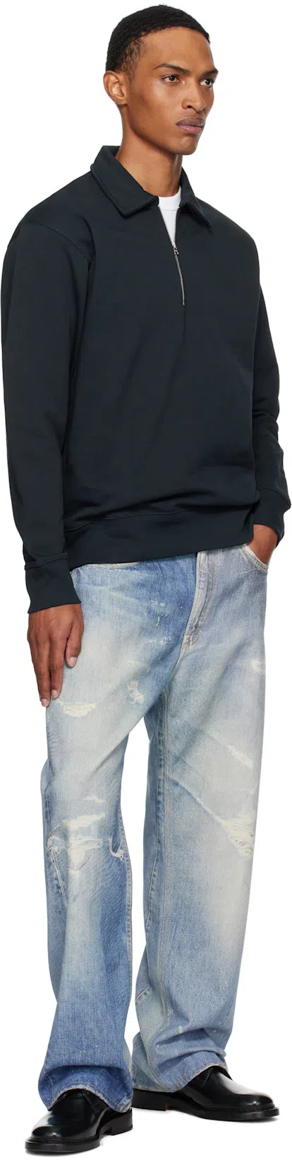 OUR LEGACY Mens Digital Denim Print Third Cut Faded-wash Denim Jeans In Blue