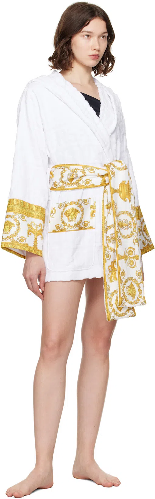 VERSACE Safety Pin Gathered One-piece Swimsuit In Black