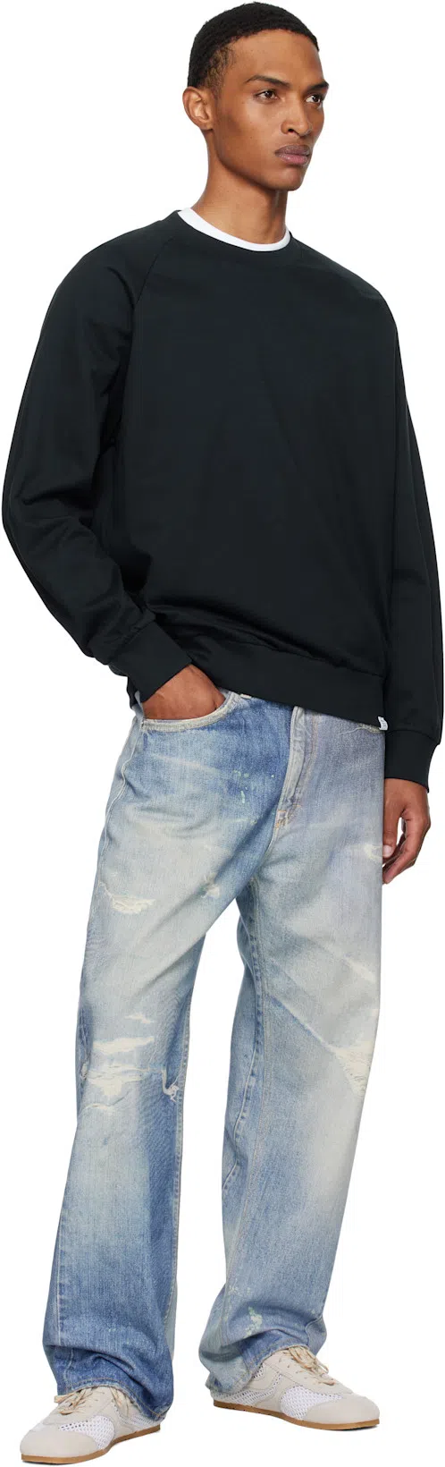 OUR LEGACY Mens Digital Denim Print Third Cut Faded-wash Denim Jeans In Blue